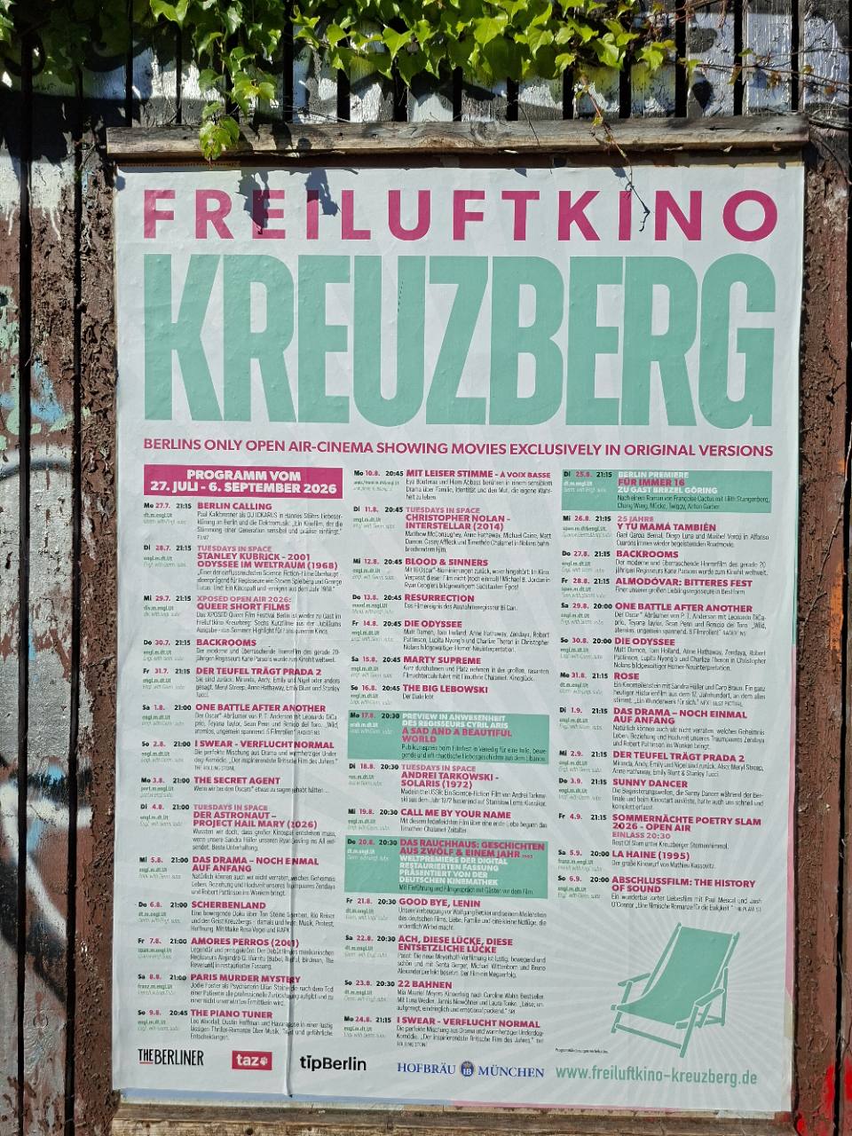 Freiluftkino Kreuzberg Programme 2026: Films & Tickets