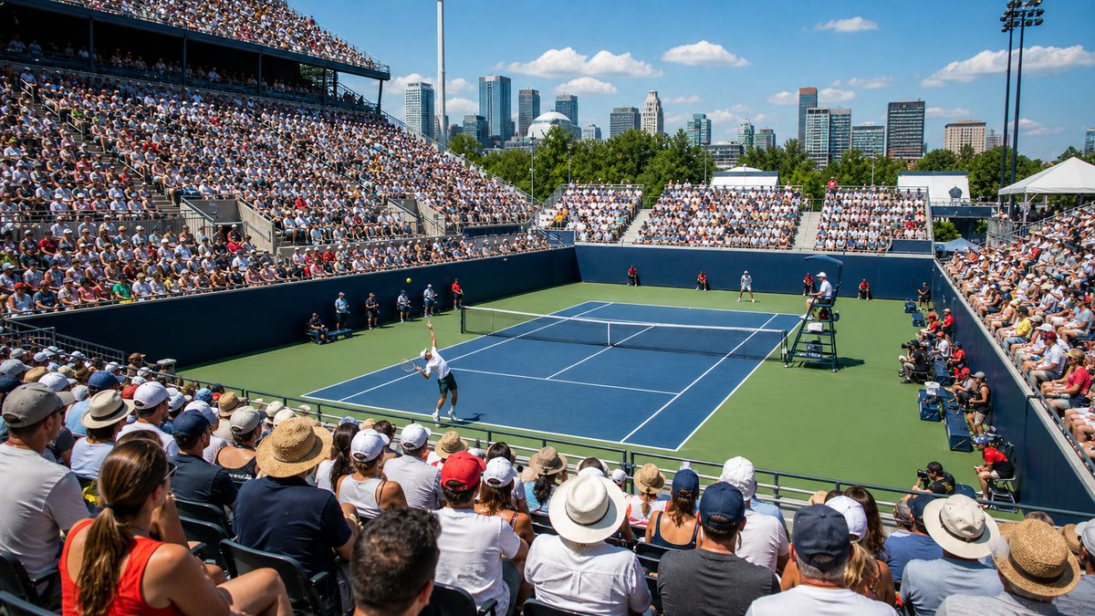 Tennis court at IGA Stadium in Montreal during the National Bank Open